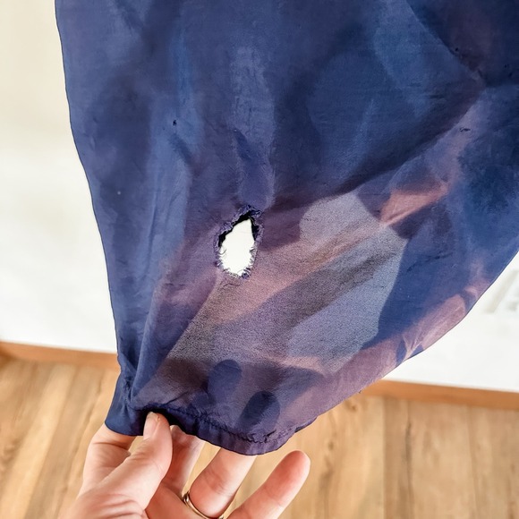 VTG 1940's Ladies Satin Navy Blue Nightgown Slip Lingerie Large No Tags - Picture 11 of 13